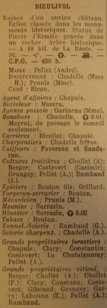 Notice de l'annuaire de la Gironde pour l'année 1939